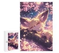 Puzzles pour Adolescents 1000 PCS Sleeping Fox in Cherry Blossoms Puzzles pour Adultes, Jouets Anti-Stress, Activités Amusantes À Faire À La Maison, 1000 PCS