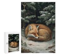 Puzzles pour Adolescents 1000 PCS Sleeping Fox in Winter Forest Puzzles, Jeux Amusants, Assemblage De Motifs, Cadeaux Uniques d'anniversaire Et De Noël 1000 PCS