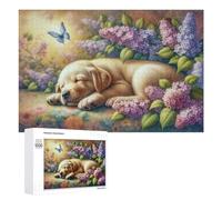 Puzzles pour Adolescents 1000 PCS Sleeping Puppy Garden Art Print Puzzles pour Adultes Jeu De Réflexion Décoration Intérieure Activités Amusantes À La Maison 1000 PCS