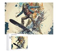 Puzzles pour Adolescents 1000 PCS Snowboarder in Action on Mountain Peak Puzzle Anti-Stress, Jouet Idéal pour Une Décoration Amusante À La Maison, 1000 PCS