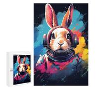 Puzzles pour Adolescents 1000 PCS Space Bunny DJ Headphones Puzzles pour Adultes Assemblage De Modèles De Puzzles Défi À Réaliser Soirée Jeux Et Divertissement en Famille 1000 PCS