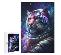 Puzzles pour Adolescents 1000 PCS Space Tiger Astronaut Art Print-3 Puzzles pour Adultes Assemblage De Modèles De Puzzles Défi À Réaliser Soirée Jeux Et Divertissement en Famille 1000 PCS