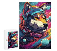 Puzzles pour Adolescents 1000 PCS Space Wolf Headphones Art Print Puzzles pour Adolescents Améliorent La Mémoire Difficiles À Compléter Jeux Stimulants 1000 PCS