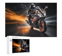 Puzzles pour Adolescents 1000 PCS Speeding Motorcycle with Flames Puzzles pour Adultes Jeu De Réflexion Décoration Intérieure Activités Amusantes À La Maison 1000 PCS