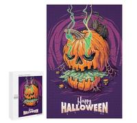 Puzzles pour Adolescents 1000 PCS Spooky Halloween Pumpkin Artwork Puzzles pour Adolescents - Jeu Familial - Décoration Murale - Interaction Parent-Enfant 1000 PCS
