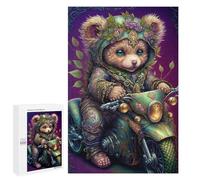 Puzzles pour Adolescents 1000 PCS Steampunk Bear Motorcycle Art Print Puzzles pour Adultes Activités Familiales Interaction Parent-Enfant Jeu Au Design Élégant 1000 PCS