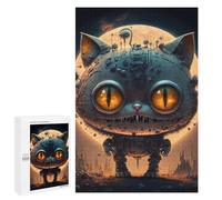 Puzzles pour Adolescents 1000 PCS Steampunk Cat with Big Eyes Puzzles pour Adultes Jouets Anti-Stress pour S'amuser en Famille Interaction Parent-Enfant 1000 PCS