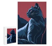 Puzzles pour Adolescents 1000 PCS Stylized Black Cat Illustration Puzzles pour Adultes, Jouets Anti-Stress, Activités Amusantes À Faire À La Maison, 1000 PCS