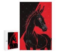 Puzzles pour Adolescents 1000 PCS Stylized Black Donkey with Red Background Puzzles pour Adultes Jeux De Société en Famille Améliorer La Mémoire Cadeaux d'anniversaire Uniques 1000 PCS