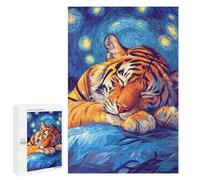 Puzzles pour Adolescents 1000 PCS Tiger Sleeping Under Starry Night Casse-têtes pour Adultes Jeu De Réflexion Assemblage De Motifs Interaction Parent-Enfant 1000 PCS