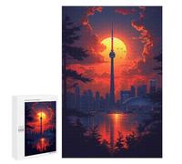 Puzzles pour Adolescents 1000 PCS Toronto Skyline Sunset Puzzles pour Adultes Assemblage De Modèles De Puzzles Défi À Réaliser Soirée Jeux Et Divertissement en Famille 1000 PCS