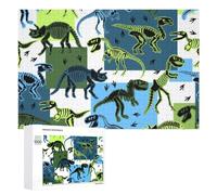 Puzzles pour Adolescents 1000 PCS Vibrant Dinosaur Skeletons Pattern Puzzle Anti-Stress, Jouet Idéal pour Une Décoration Amusante À La Maison, 1000 PCS