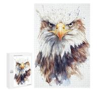 Puzzles pour Adolescents 1000 PCS Watercolor Bald Eagle Portrait Puzzles pour Adultes Jeux Relaxants Décoration Murale Activités Amusantes À La Maison 1000 PCS