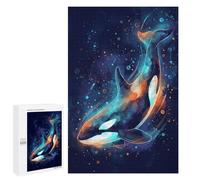 Puzzles pour Adolescents 1000 PCS Watercolor Orca Whale in Deep Blue Jeu De Puzzle Familial Décoration Parfaite Cadeaux Uniques pour Un Anniversaire Et Noël 1000 PCS
