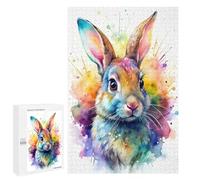 Puzzles pour Adolescents 1000 PCS Watercolor Rabbit Portrait Jeu De Puzzle Familial Décoration Parfaite Cadeaux Uniques pour Un Anniversaire Et Noël 1000 PCS