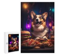Puzzles pour Adolescents 1000 PCS Welsh Corgi Burger Party Puzzles pour Adultes Jeu Familial Décoration Parfaite Difficile À Compléter 1000 PCS