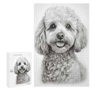 Puzzles pour Adolescents 1000 PCS White Poodle Drawing Puzzles, Jeux Amusants, Assemblage De Motifs, Cadeaux Uniques d'anniversaire Et De Noël 1000 PCS