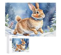 Puzzles pour Adolescents 1000 PCS Winter Bunny in Snowscape Puzzles pour Adultes Jeux Relaxants Découpe De Précision Jeu Stimulant Cadeaux 1000 PCS
