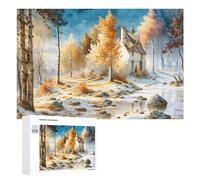 Puzzles pour Adolescents 1000 PCS Winter Cottage Serenity Puzzles pour Adultes Jeux Relaxants Découpe De Précision Jeu Stimulant Cadeaux 1000 PCS