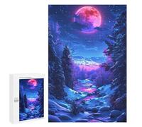 Puzzles pour Adolescents 1000 PCS Winter Moonlit Forest Puzzles pour Adultes Activités Familiales Interaction Parent-Enfant Jeu Au Design Élégant 1000 PCS