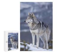 Puzzles pour Adolescents 1000 PCS Wolf in Snowy Landscape Puzzles pour Adultes Jeux Relaxants pour S'amuser en Famille Cadeaux De Noël Et d'anniversaire 1000 PCS