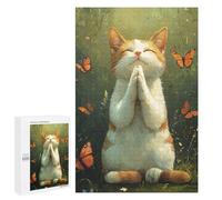 Puzzles pour Adolescents 1000 PCS Yoga Cat with Butterflies -1 Puzzles pour Adultes Assemblage De Modèles De Puzzles Défi À Réaliser Soirée Jeux Et Divertissement en Famille 1000 PCS