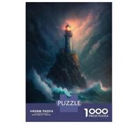 Puzzles pour Adolescents 1000 Pièces A Lighthouse in A Storm V6 Puzzle À Faire Soi-même, Jouet Anti-Stress, Interaction Parent-Enfant 52x38cm/1000pcs