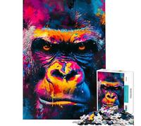 Puzzles pour Adolescents 1000 pièces à Peindre sur Le thème des gorilles Jeu Anti-Stress Qui stimule l’Analyse et la logique et Aide à exercer Le Cerveau (38x26cm)