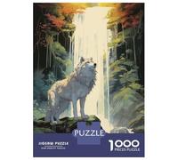 Puzzles pour Adolescents 1000 Pièces A Wolf at The Waterfall Puzzles pour Adultes Jeu De Réflexion pour Améliorer La Mémoire Activités Amusantes À La Maison 38x26cm/1000pcs