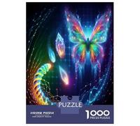 Puzzles pour Adolescents 1000 Pièces Abstract Butterfly with Glowing Elements Puzzles pour Adultes Jeux Relaxants Analyse Et Logique Difficulté Et Défi 70x50cm/1000pcs