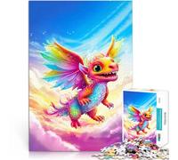 Puzzles pour Adolescents 1000 pièces Adorable bébé Dragon Arc-en-Ciel Jeu intellectuel Renforcer l'amour Entre Les Couples 52x38cm