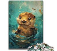 Puzzles pour Adolescents 1000 pièces Adorable Petite Loutre Jaune Jeu Stimulant et Jeu Familial Idéal comme Cadeau pour Toute la Famille 26x38cm