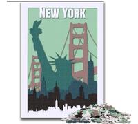 Puzzles pour Adolescents 1000 pièces Affiche de Voyage à New York pour Jeu éducatif Défi Jouet Collection Artistes, Beaux-Arts (50x75cm) 1000pcs