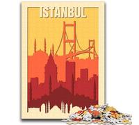 Puzzles pour Adolescents 1000 pièces Affiche de Voyage d'Istanbul Difficile et Stimulant avec Affiche et fiche de Questions correspondantes pour Les 14 Ans (Taille 38x52cm)