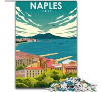 Puzzles pour Adolescents 1000 pièces Affiche de Voyage Naples Italie Jeu Familial Anti-Stress Défi Difficile Cadeaux du Père Noël Secret (50x75cm) 1000 pièces