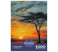Puzzles pour Adolescents 1000 Pièces African Sunset Serenity Puzzle Adulte Jeux De Société en Famille Anti-Stress Jeu Stimulant Cadeaux 52x38cm/1000pcs
