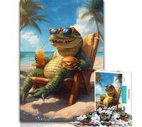 Puzzles pour Adolescents 1000 pièces Alligator en Vacances, Jeux éducatifs, décoration d'intérieur, Cadeau d'anniversaire, Art Mural (75x50cm)