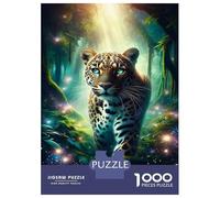 Puzzles pour Adolescents 1000 Pièces Amazon Jungle Leopard Art Print Puzzle pour Adultes Jeux Relaxants Vacances À La Maison Passer Le Temps Difficile À Compléter 38x26cm/1000pcs