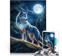 Puzzles pour Adolescents 1000 pièces Ambiance Nocturne avec la lumière du Loup Jeux Amusants Cadeau Amusant 52x38cm