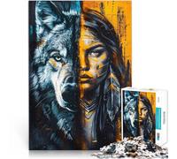 Puzzles pour Adolescents 1000 pièces Amérindien Jaune Jouets de Divertissement Familial Renforcer l'amour Entre Les Couples 52x38cm