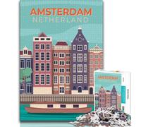 Puzzles pour Adolescents, 1000 pièces, Amsterdam, Pays-Bas, pour Jeux éducatifs, Jouets, décoration d'intérieur et Cadeaux Uniques (38x26cm)