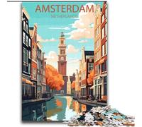 Puzzles pour Adolescents 1000 pièces Amsterdam Pays-Bas pour Les 14 Ans et Plus pour Le Plaisir en Famille et Les soirées de Jeux Jouets Cadeaux (38x52cm) 1000 pièces