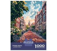 Puzzles pour Adolescents 1000 Pièces Amsterdam Street Scene Puzzles pour Adultes Vacances À La Maison Passer Le Temps Interaction Parent-Enfant Jouet Jeu Intellectuel 52x38cm/1000pcs