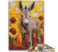 Puzzles pour Adolescents 1000 pièces Âne et Tournesol 1000 pièces pour Adultes, Jouets de Jeu stimulants, décoration Murale, Cadeaux d'anniversaire et de Noël Uniques (50x75cm)