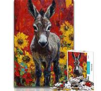 Puzzles pour Adolescents 1000 pièces Âne et Tournesol, Anti-Stress, Vacances à la Maison, Passe-Temps, Amour Entre Couples (38x26cm)