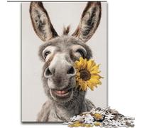Puzzles pour Adolescents 1000 pièces Âne Tenant Un Tournesol Jouets éducatifs et éducatifs Activités Amusantes à la Maison, Cadeau d'anniversaire, Cadeaux de Voyage 50x75cm