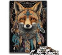 Puzzles pour Adolescents 1000 pièces Animal Fox Art Jeu Stimulant et Jeu Familial Décoration Murale Cadeaux d'anniversaire et de Noël Uniques 26x38cm