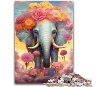 Puzzles pour Adolescents 1000 pièces Animaux colorés Éléphants Puzzles pour Adolescents, Jeux éducatifs Décoration d'intérieur Convient pour la décoration de Bureau (75x50cm)