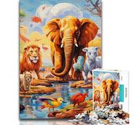 Puzzles pour Adolescents 1000 pièces Animaux d'Afrique, Aide Le Cerveau à exercer des Jouets addictifs pour cultiver la Patience et améliorer la mémoire 38x26cm