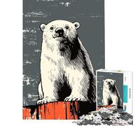 Puzzles pour Adolescents 1000 pièces Animaux en Voie de Disparition︰ l'ours Polaire effrayé Un défi à relever Jeu éducatif Familial pour Les 14 Ans et Plus (38x26cm)
